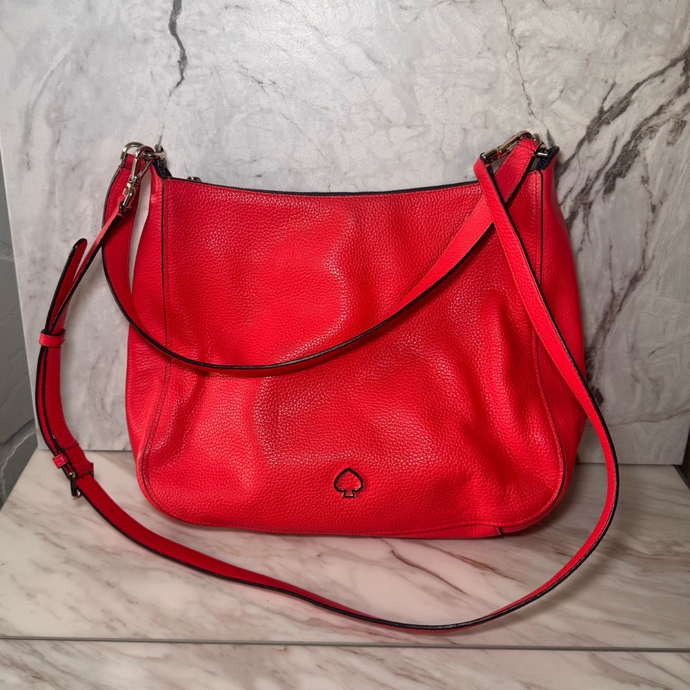 Kate Spade Kailee Crossbody Shoulder Bag Red Pebbled Leather